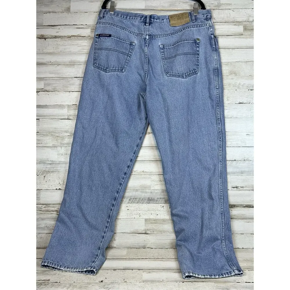 Vintage Bugle Boy Jeans Men 38x32 (37x31) Light Wash 90s Straight Leg USA Denim